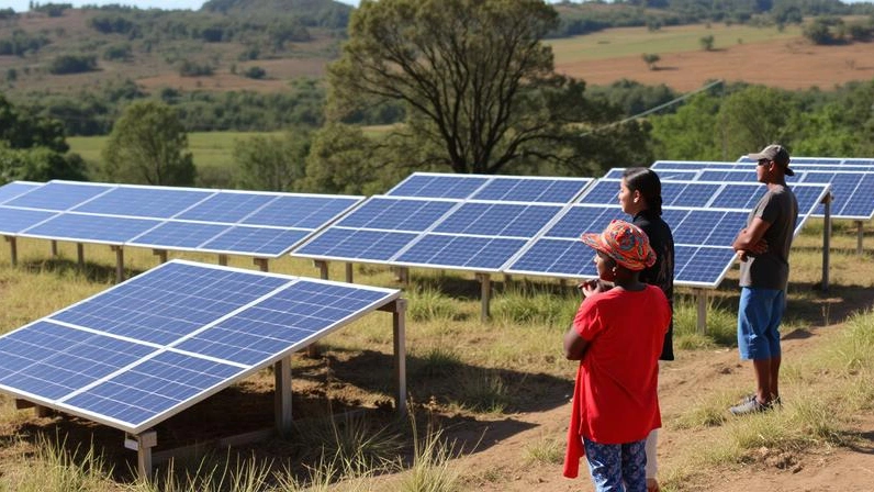 Usina de geração compartilhada de energia solar em área rural no Brasil