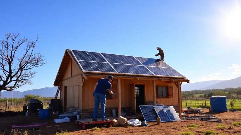 Instalação de sistema off-grid em área rural remota