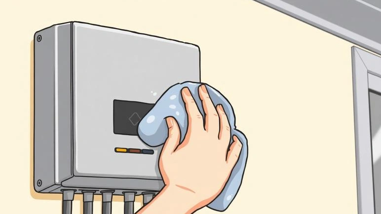 Limpeza externa correta do inversor solar com pano úmido